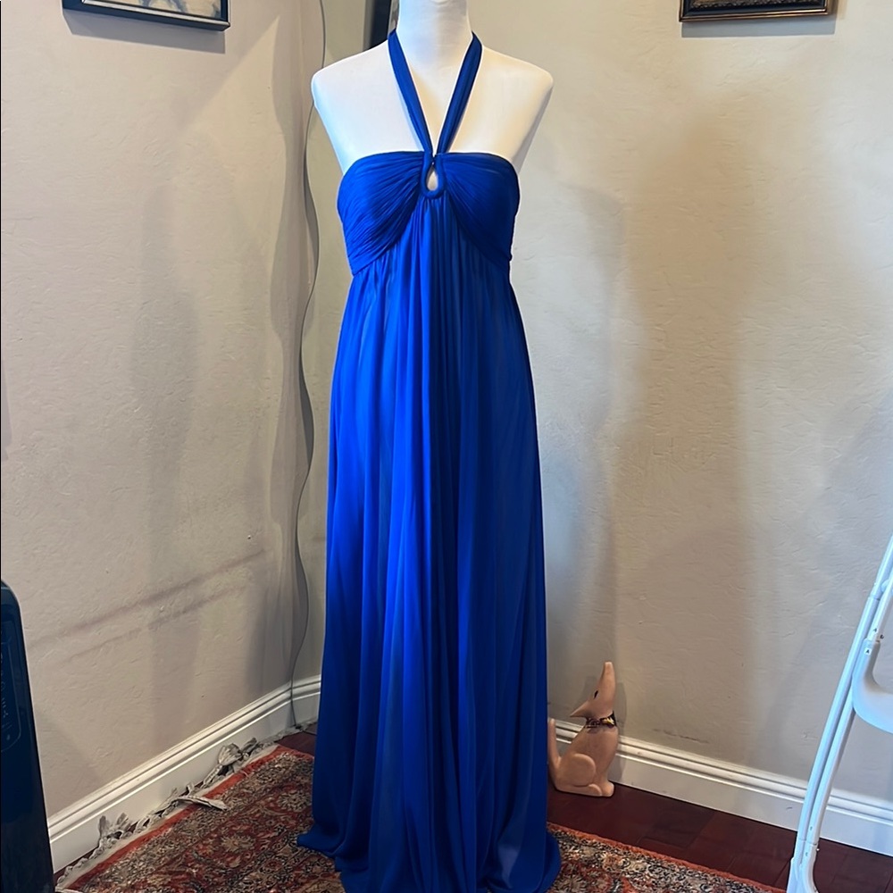 Elegant Blue Halter Maxi Dress